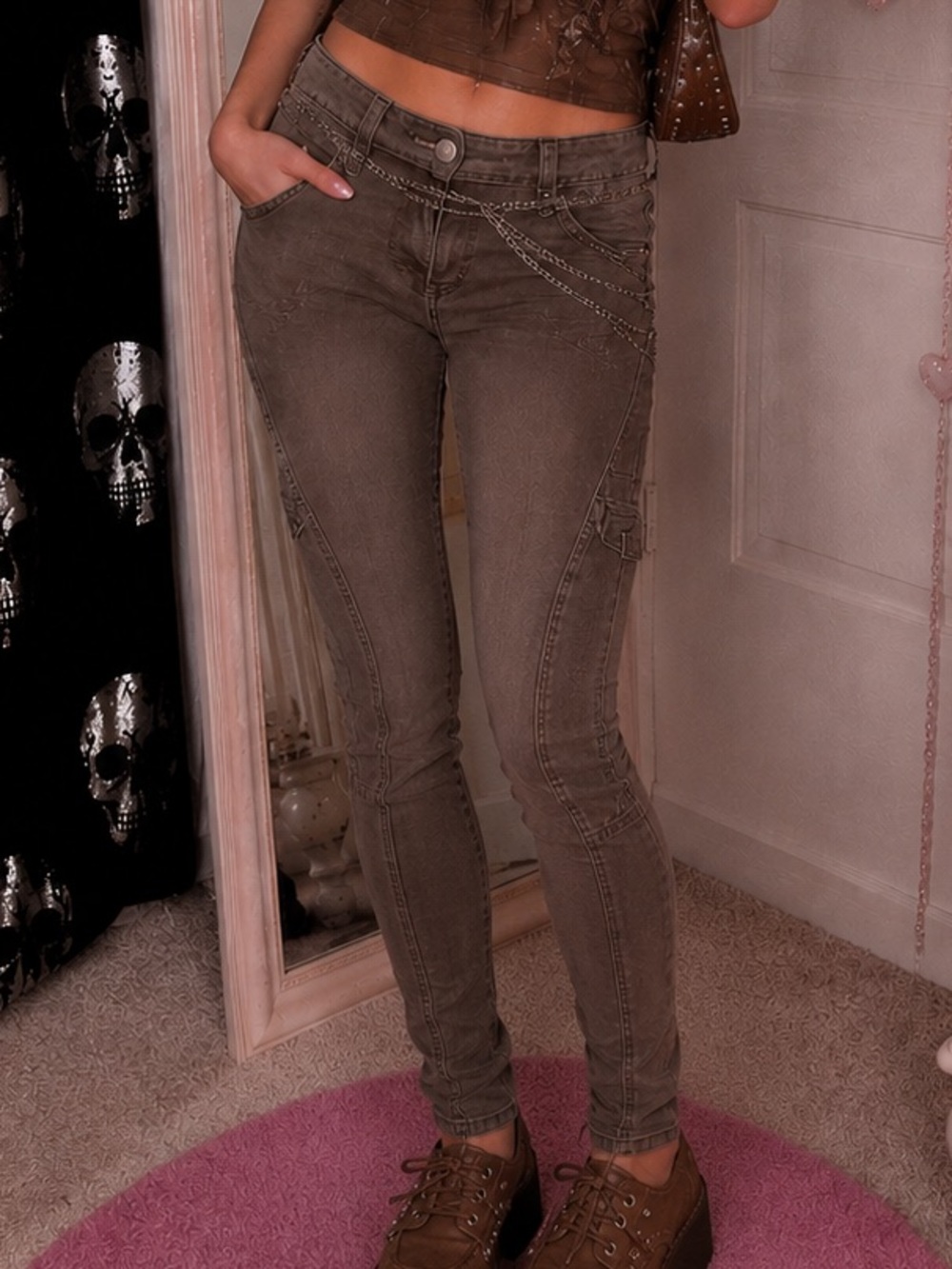 Vintage Cargo Jeans in Olive Brown - CAbi petite Size 4